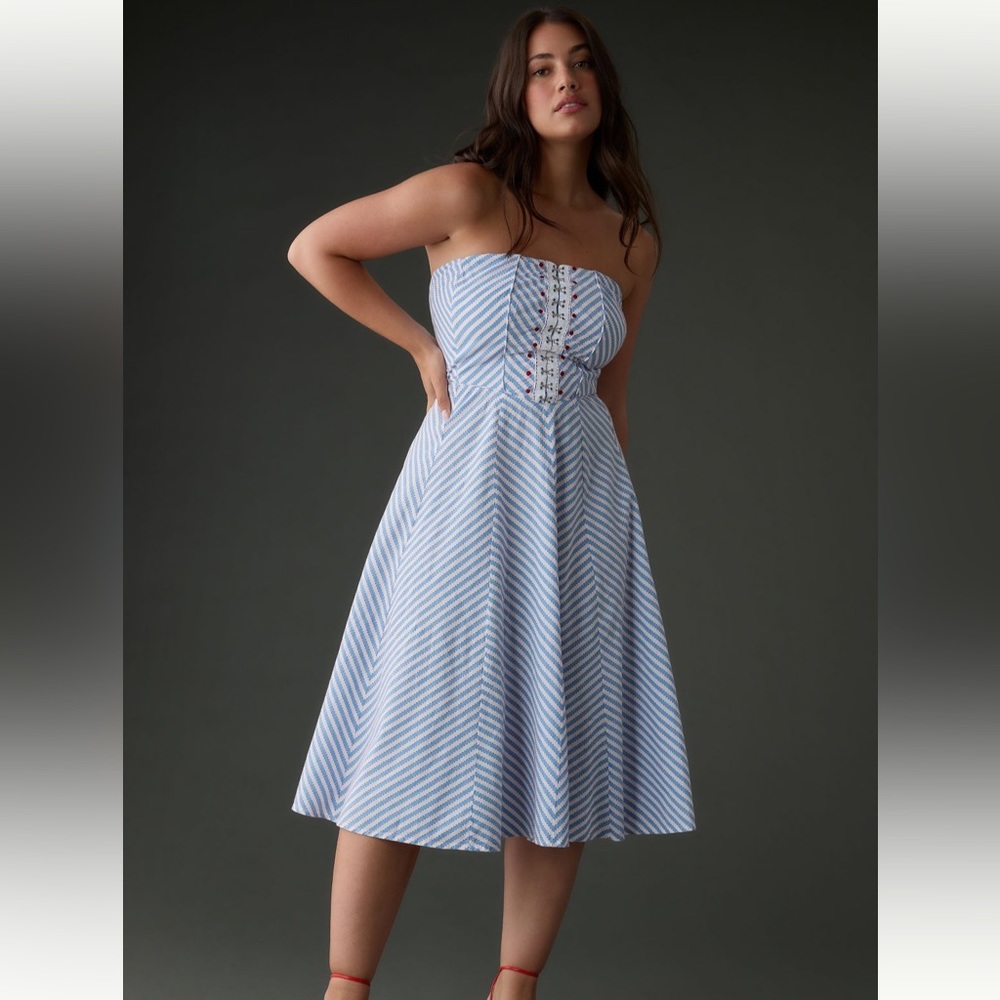 Strapless A-Line Anthropologie “MAEVE” Dress
